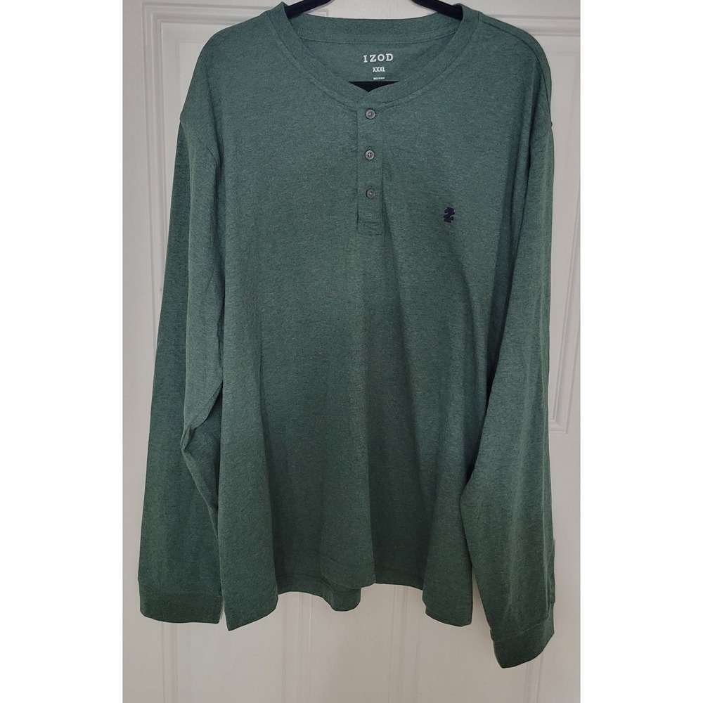 Izod LS Jersey Henley Long Sleeve Shirt SIZE XXXL Color Green NWT